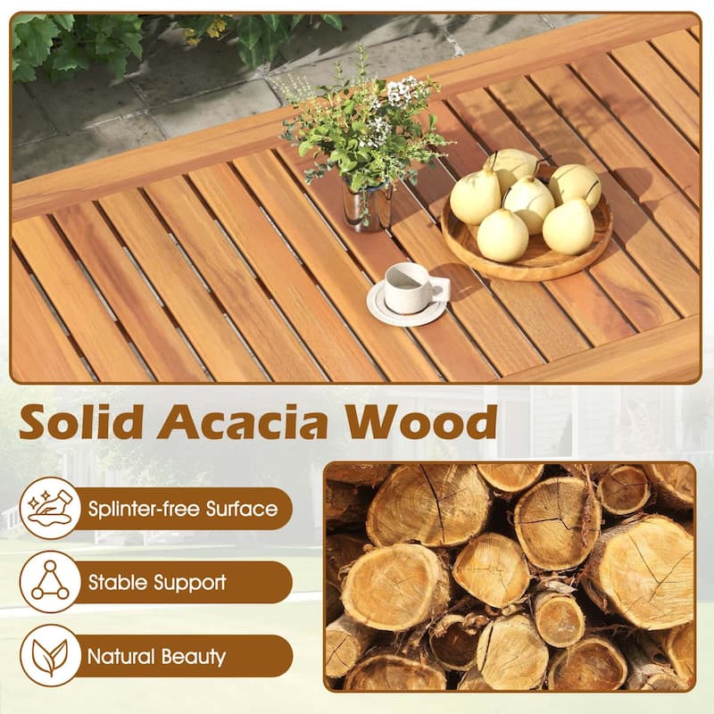 4 PCS Patio Furniture Set Outdoor Acacia Wood Conversation Set