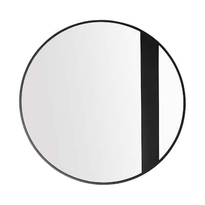 Cadet 30-inch Black Round Accent Mirror