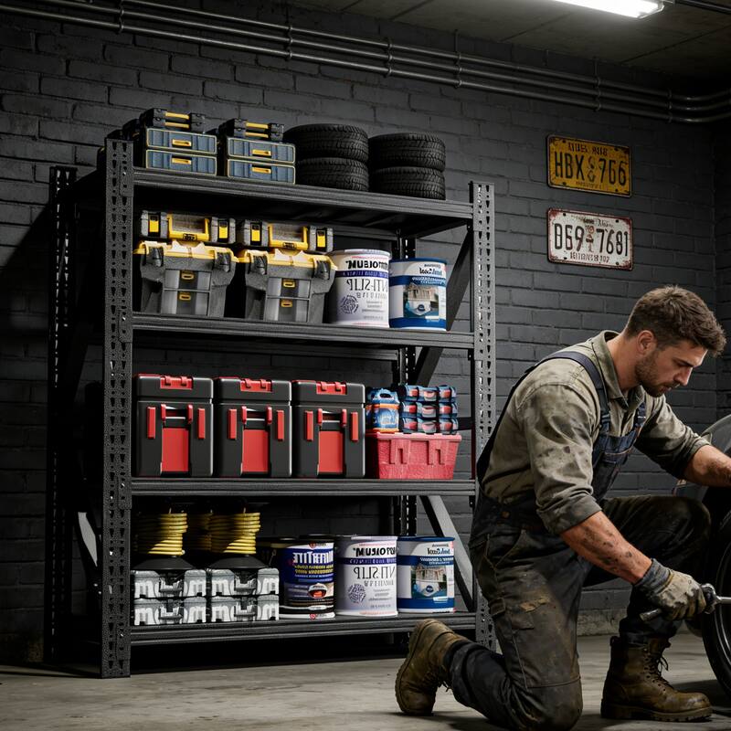 Heavy Duty Metal Adjustable Garage Shelves, 4000LBS Storage Rack Industrial Shelving Unit for Warehouse