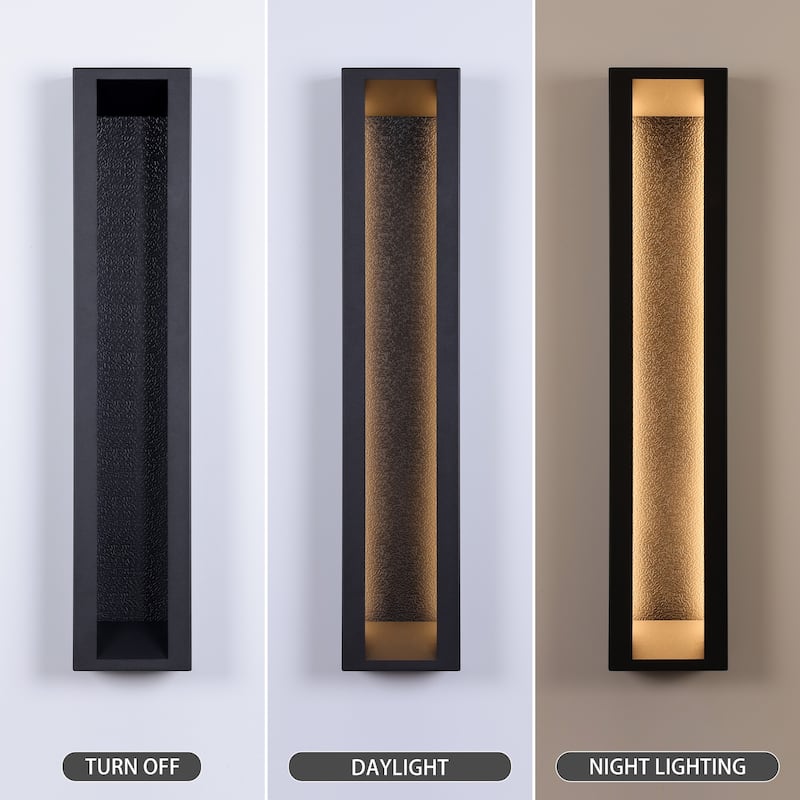 LamQee Modern Black Outdoor Wall Light Linear Textured LED Wall Sconce