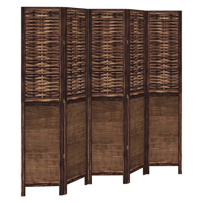 vidaXL Room Divider Privacy Screen Living Room Dark Brown Solid Wood Paulownia