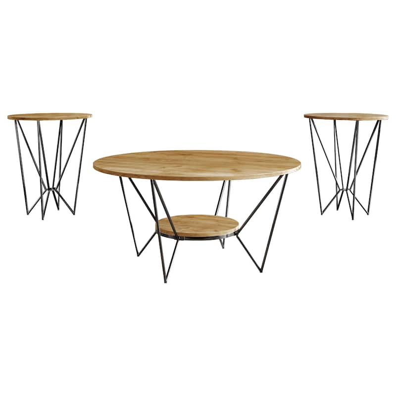 CraftPorch Classic 3- Pieces Coffee Table Set - Light Oak - 7'6" x 10'9" - Wood