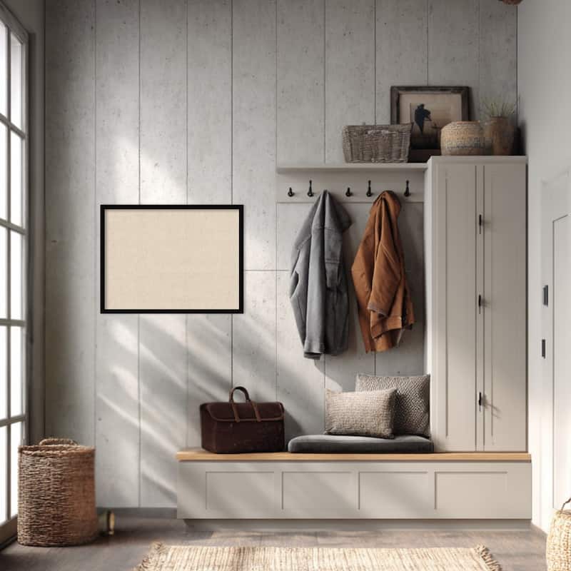 Amanti Art Framed Fabric Pinboard Natural Linen Printed Bulletin Board