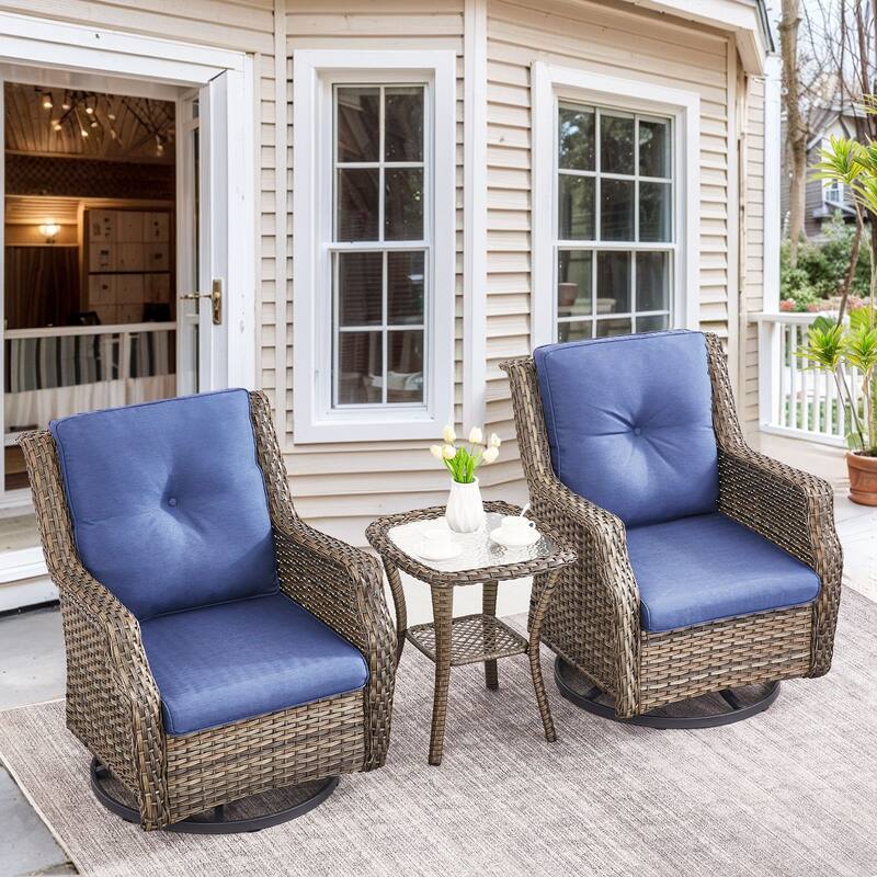 Gymojoy Wicker Swivel Glider Chair with Pro Olefin Cushions - 2-Piece