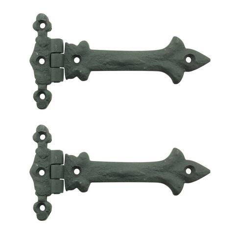 Black Wrought Iron Strap Hinge 5 in Southern Charm Style Spear Tip Flush Mount with Hardware Pack of 2 Renovators Supply