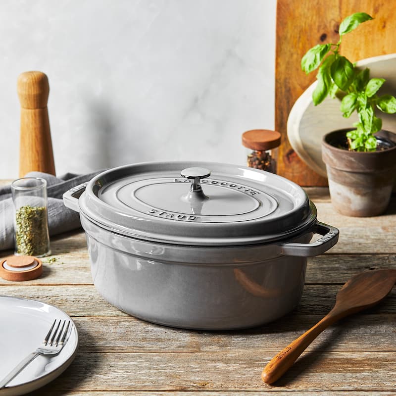 STAUB Cast Iron Oval Cocotte, Dutch Oven, 5.75-quart, serves 5-6, Made in France - 5.75-qt