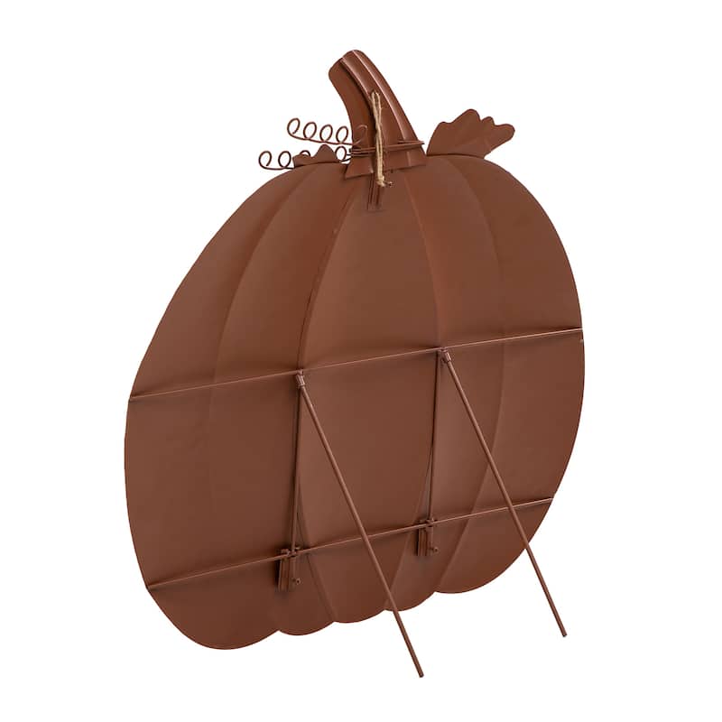 Glitzhome Fall Oversized Metal Pumpkin Yard Stake / Wall Decor / Standing Sign (Three Function)