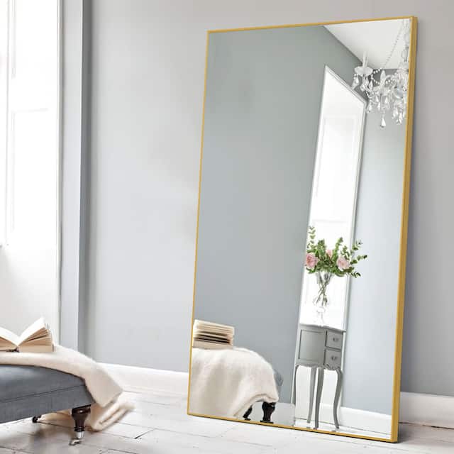Modern Glam Large Full-length Floor Wall Mirror - 70x30 - Gold