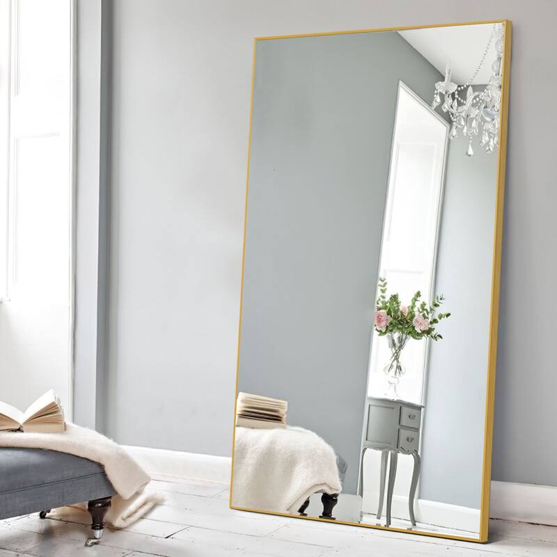 Huge Modern Framed Full Length Floor Mirror - 70x32 - Gold