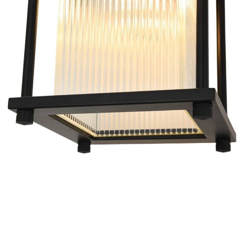 Rectangle Ribbed Glass Cage Outdoor Wall Sconce Porch Light