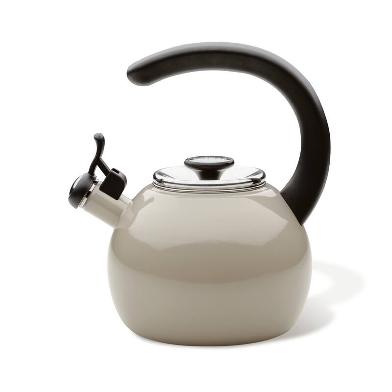 2-Quart Enamel on Steel Whistling Teakettle/Teapot With Flip-Up Spout, Black