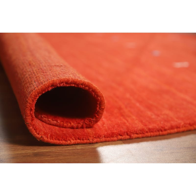 Hand Knotted Oriental 100% Wool Carpet Tribal Animal Pictorial Oranges & Rust Gabbeh Area Rug - 6' 6'' X 6' 6''