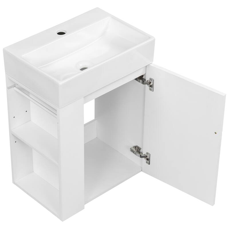 GDFStudio - Lucas Bennett Modern Compact Bathroom Vanity with Decorative Door and Smart Side Storage