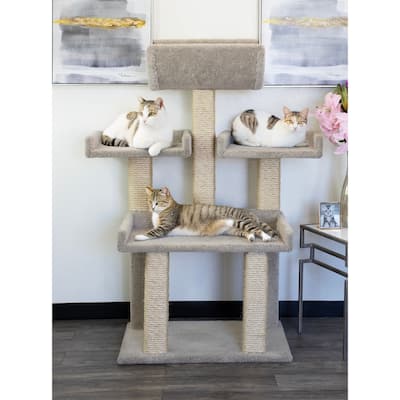 56" Extra Large Cat Tower with Spacious Platforms and Sisal Scratching Posts for Big Cats