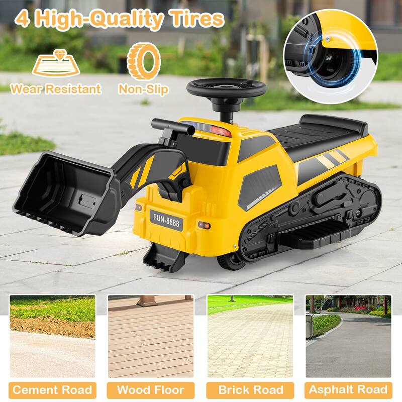 Gymax 3 in 1 Excavator Ride on Toy w/ Horn Story-Telling for Toddlers