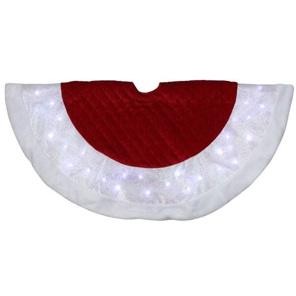 Shop 48 Led Red Quilted Velvet Iridescent Christmas Tree Skirt With Faux Fur Trim Free Shipping Today Overstock 30272500