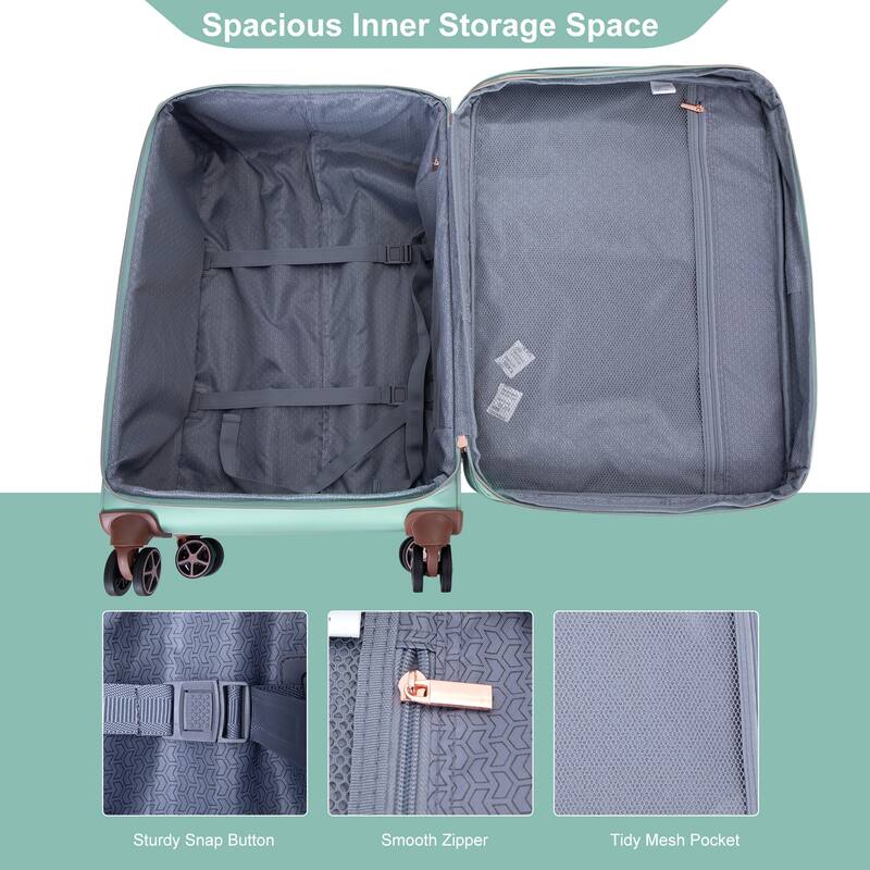 Lightweight 4-Piece Softshell Suitcase Set with Terylene Fabric, 360° Spinner Wheels, TSA Lock
