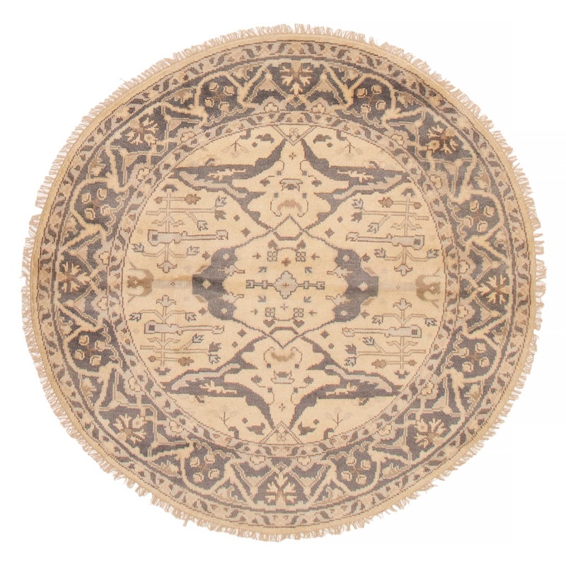 ECARPETGALLERY Hand-knotted Royal Oushak Cream Wool Rug - 5'11 x 5'11 - Cream - 5'11 x 5'11