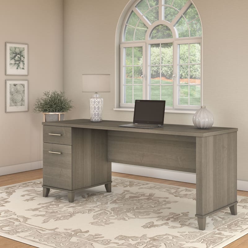 Bush Furniture Somerset 72W Office Desk with Storage Drawers - Ash Gray