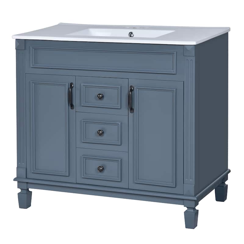 Bathroom Vanity Set with Medicine Cabinet and Floor Cabinet, Spacious Storage Cabinets with Mirror, Open Shelves and Drawers