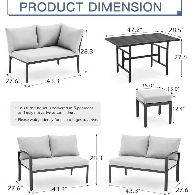 AECOJOY Metal Patio Furniture Set 7 Pieces Modern Outdoor Conversation Set