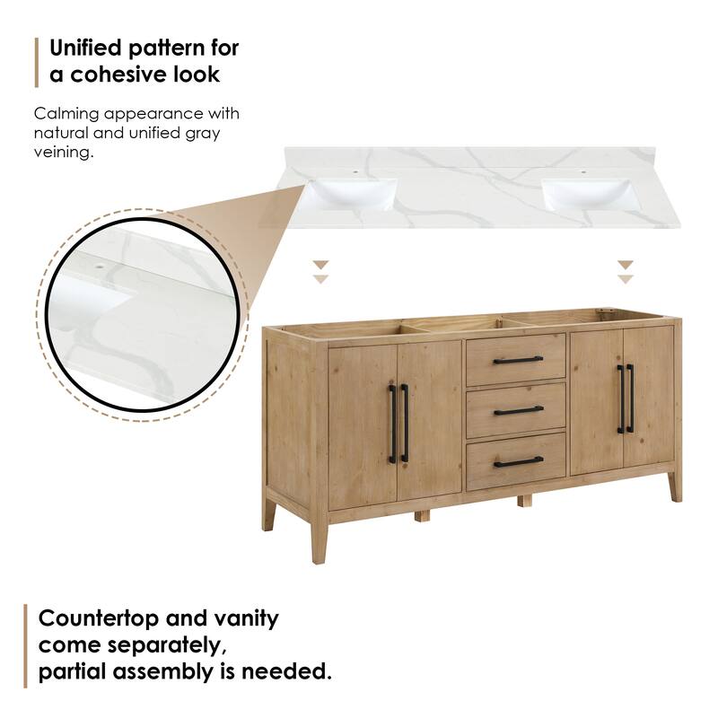 Altair Laurel Bath Vanity with Calacatta White Quartz Stone Countertop without Mirror