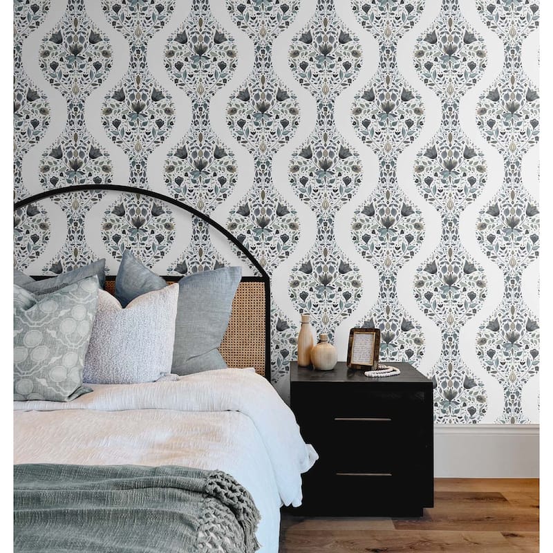 NextWall Floral Ogee Peel and Stick Wallpaper