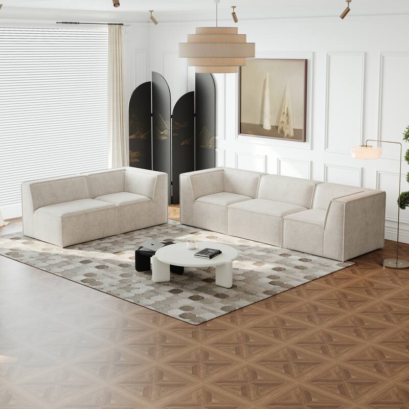 106"x106" Chenille Modular L-Shaped Sectional Sofa (5-Piece)