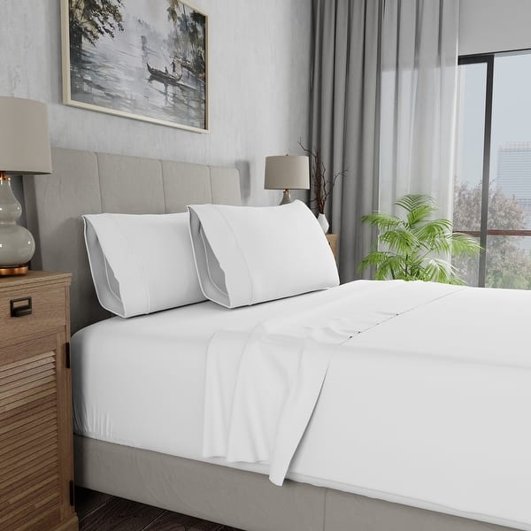 Grand Estate Hotel 100% Cotton 265 TC Super-Soft Flat Sheet Set, White