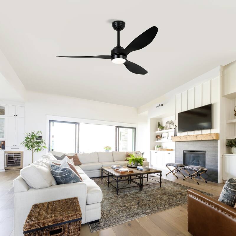 52" Ceiling Fan with Lights, Quiet DC Motor 3 ABS Blade Ceiling Fans, 6 Speed Levels, Reversible Ceiling Fan