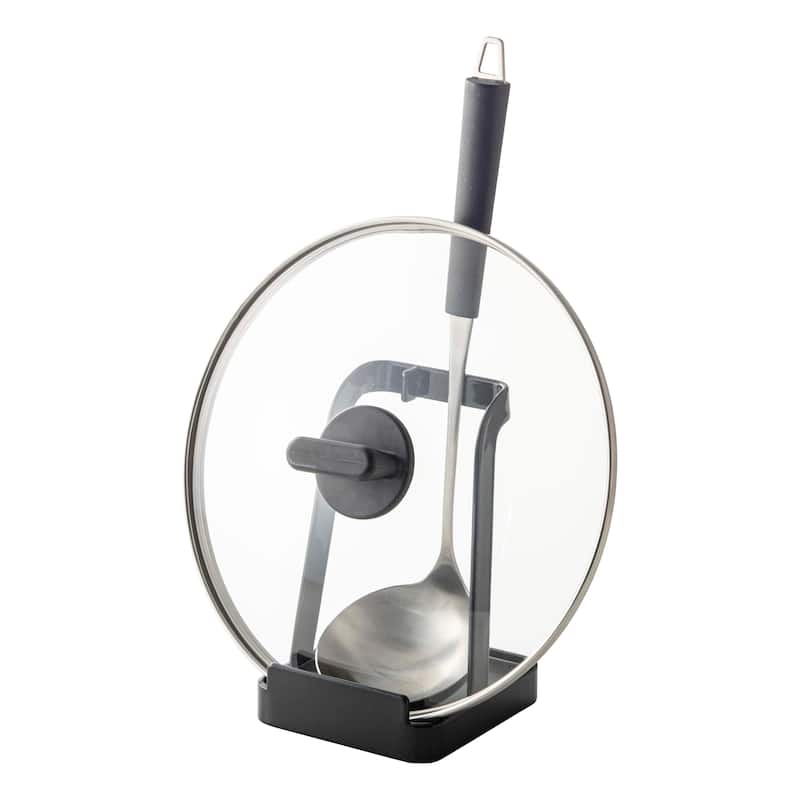 Yamazaki Home Lid and Ladle Stand, Steel - L 3.94 x W 3.94 x H 5.91 inches - Black