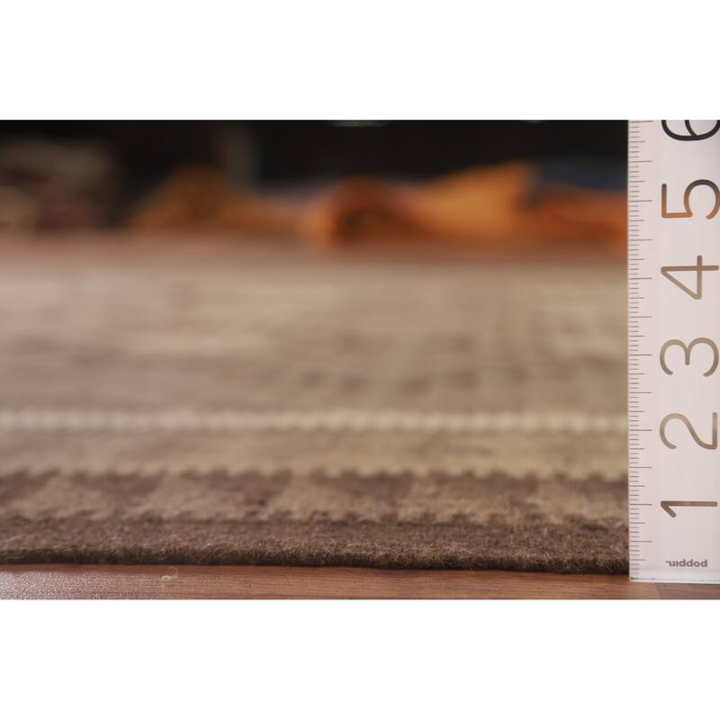 Hand Woven Oriental 100% Wool Carpet Southwestern Geometric Brown Kilim Area Rug - 9' 4'' X 6' 11''
