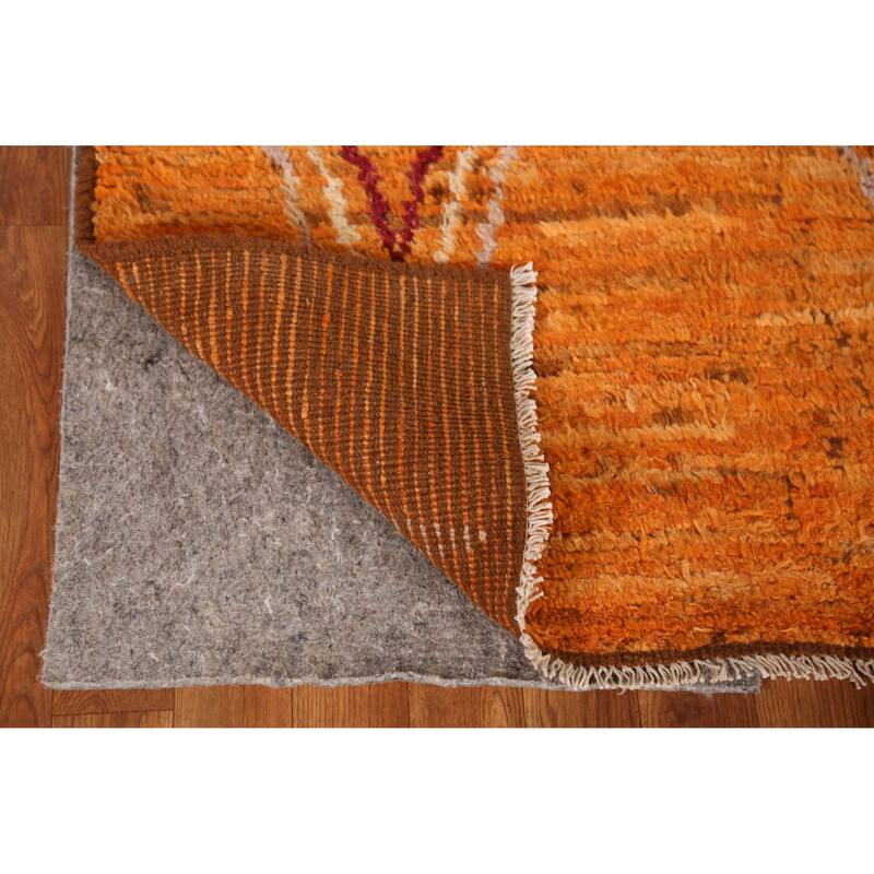 Orange Moroccan Runner Rug Handmade Tribal Wool Carpet - 3'3" x 9'8"