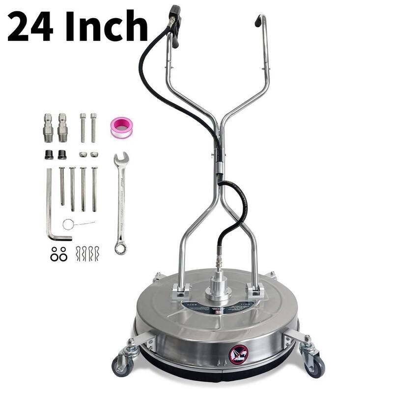 24" Pressure Power Washer Surface Cleaner with 4 Wheels for Driveway & Concrete - Silver