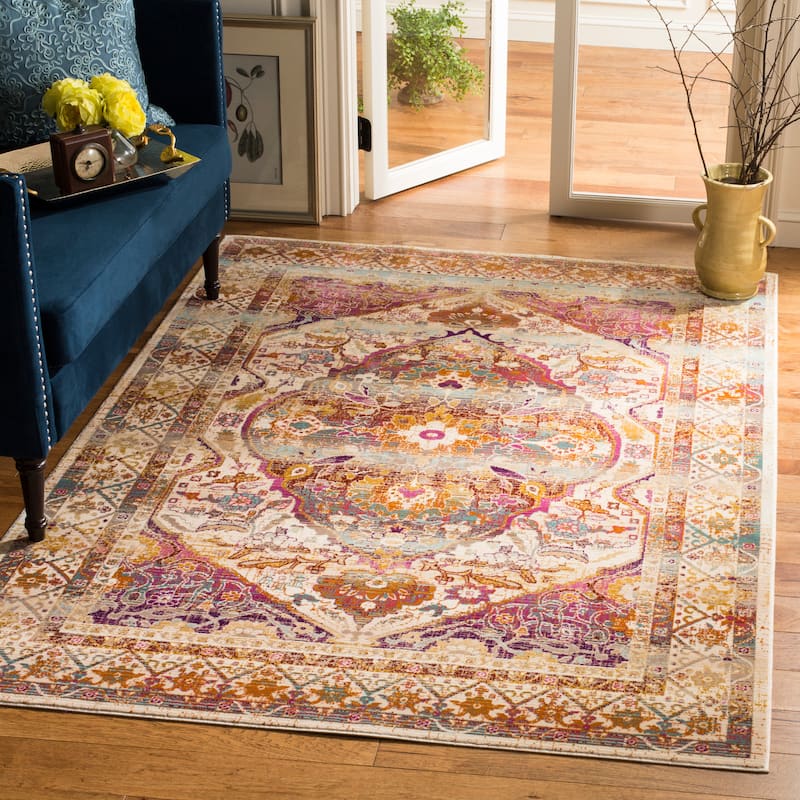 SAFAVIEH Baldwin Elionora Vintage Boho Oriental Rug - 8' x 10' - Ivory/Fuchsia