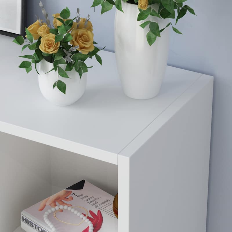 Timechee 8-Cube Modern 3-Tier Display Bookcase Organizer, White - 39.4"W x 9.4"D x 40.9"H