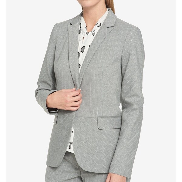 Tommy Hilfiger White Womens Pinstriped Blazer Jacket