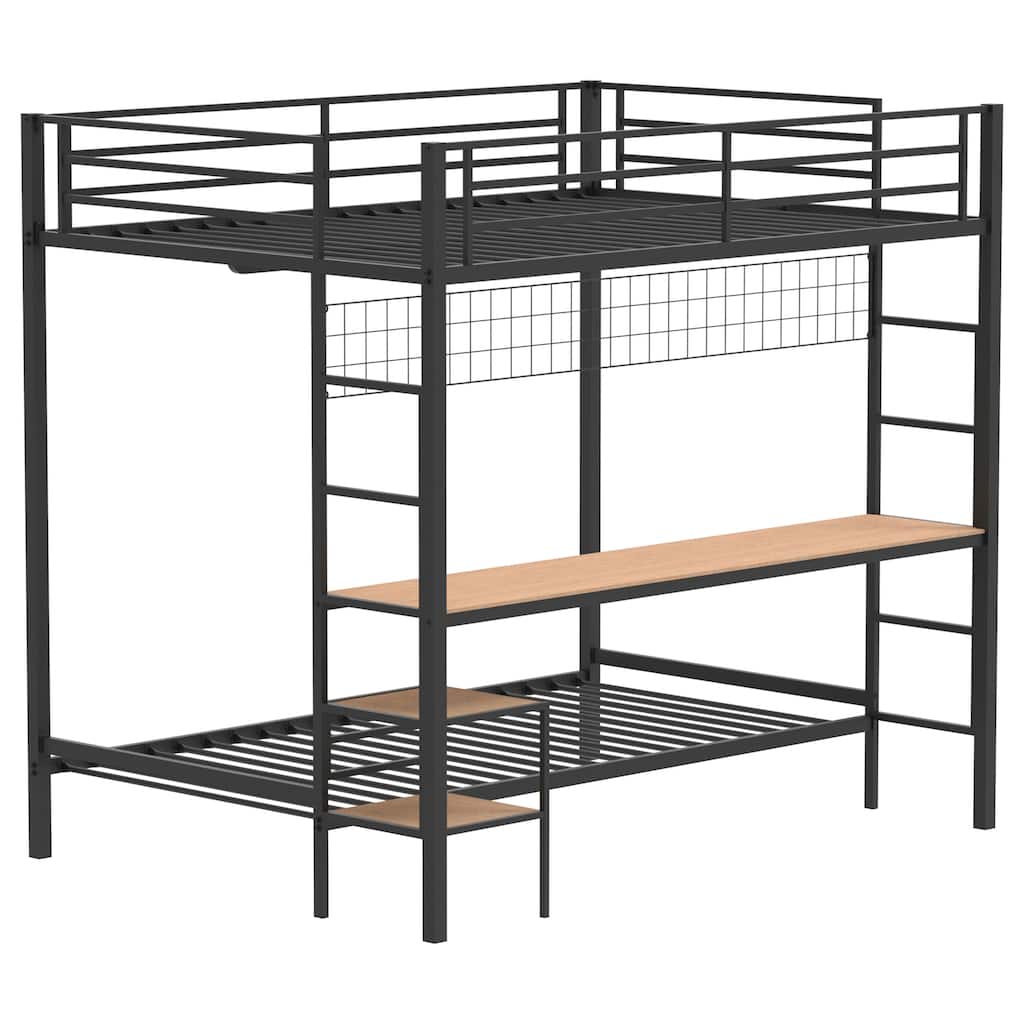 Campus Metal Full Over Twin Workstation Bunk Bed