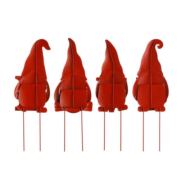 Glitzhome Set of 4 Metal Valentine's LOVE Gnome Yard Stake Hanging Sign