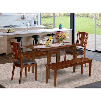 Small Dinette Set - Modern Kitchen Table with Chairs & Storage Leaf - Compact Dining Room Furniture