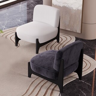 1 Piece Upholstered Velvet Fabric Mid Century Modern Accent Chair with ...