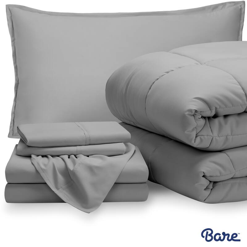 Bare Home Bed-in-a-Bag Down Alternative Comforter & Sheet Set - Light Grey/Light Grey - Twin