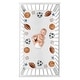 preview thumbnail 1 of 2, Sweet Jojo Designs Sports Theme Boy Photo Op Fitted Crib Sheet Watercolor Soccer Balls Football Baseball Basketball Blue Stars