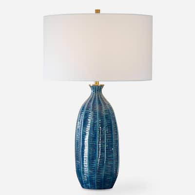 Uttermost Bixby Blue Table Lamp - 28.75" H X 17" W X 17" D