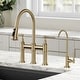 preview thumbnail 38 of 66, Kraus Allyn Traditional 3-Function Bridge Pulldown Kitchen Faucet KPF-3121 - 16" H with Dispenser faucet FF-102 - BG - Brushed Gold