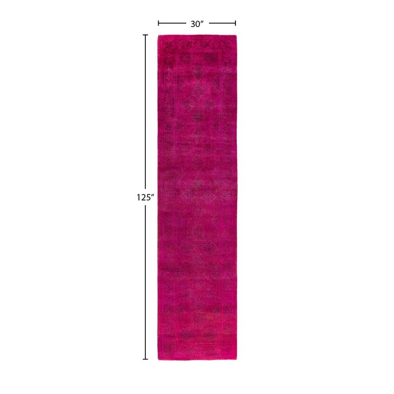 Overdyed One-of-a-Kind Hand-Knotted Runner Rug - Pink - 2' 6" x 10' 5"
