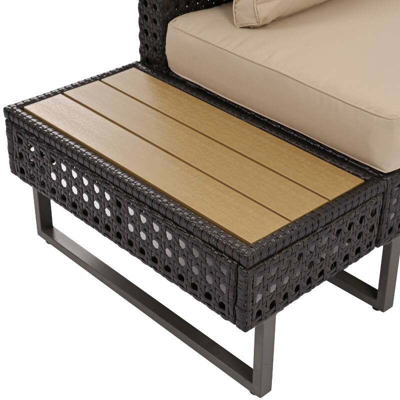 6-Person Diamond Weave Patio Sectional with Ice-Bucket Coffee Table