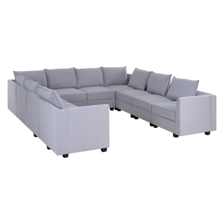 Convertible U Shaped Modular Sofa 10 Seater Sectional Modular Couch with Chaise Oversized Sofa Sleeper Couch