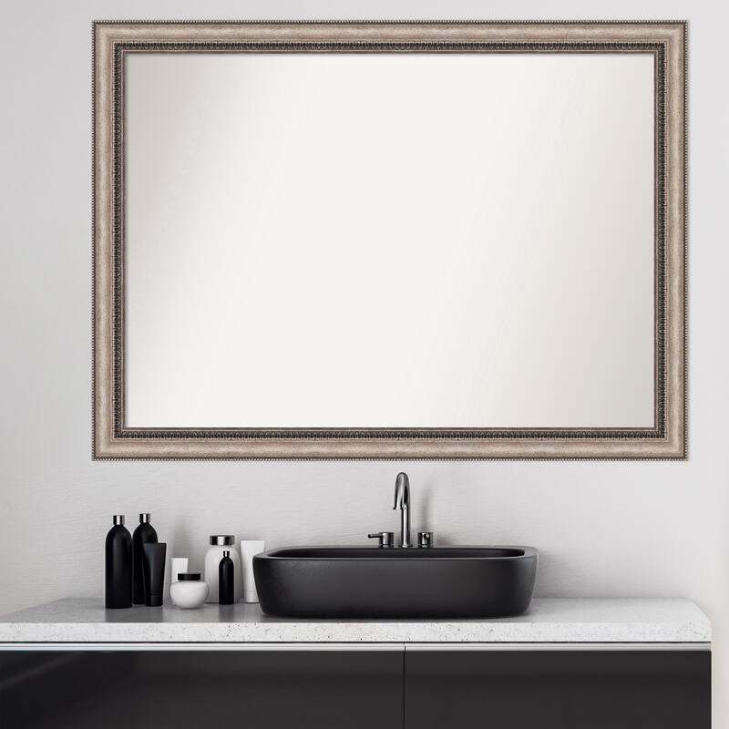 Non-Beveled Bathroom Wall Mirror - Lyla Ornate Silver Frame