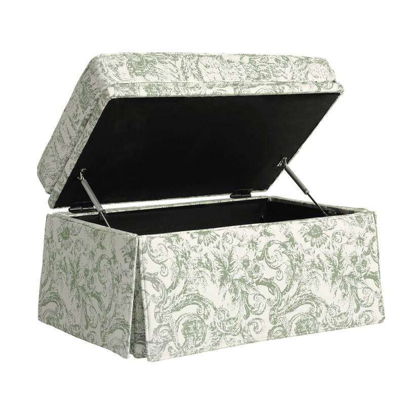 2 Set Rectangle Chenille Upholstered Storage Ottoman